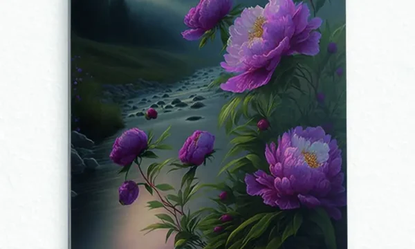 Dağ ve Lavanta Çiçekleri Temperli Cam Tablo