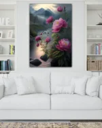 Dağ ve Lavanta Çiçekleri Temperli Cam Tablo - Görsel 2