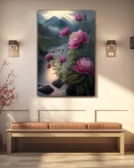 Dağ ve Lavanta Çiçekleri Temperli Cam Tablo - Görsel 3