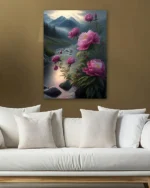 Dağ ve Lavanta Çiçekleri Temperli Cam Tablo - Görsel 5