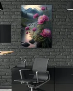 Dağ ve Lavanta Çiçekleri Temperli Cam Tablo - Görsel 6