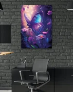 Gece Parlayan Mavi Kelebek Temperli Cam Tablo - Görsel 6