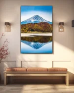 Fuji Dağı ve Göl Yansıması Temperli Cam Tablo - Görsel 3