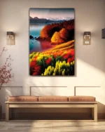 Renkli Orman Yamacı Temperli Cam Tablo - Görsel 3