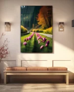 Mor Lale Yolu Temperli Cam Tablo - Görsel 3