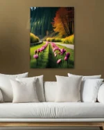 Mor Lale Yolu Temperli Cam Tablo - Görsel 5