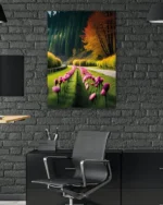 Mor Lale Yolu Temperli Cam Tablo - Görsel 6