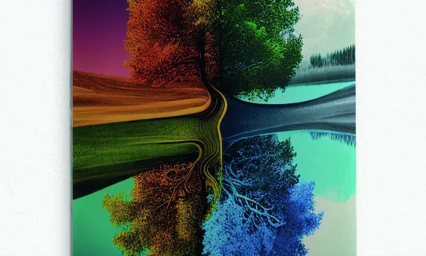 Dört Mevsim Ağacı Temperli Cam Tablo