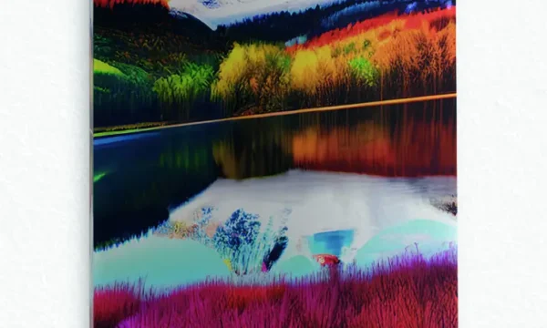 Renkli Dağ Manzarası Temperli Cam Tablo