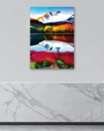 Renkli Dağ Manzarası Temperli Cam Tablo - Görsel 4