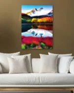 Renkli Dağ Manzarası Temperli Cam Tablo - Görsel 5
