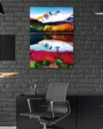 Renkli Dağ Manzarası Temperli Cam Tablo - Görsel 6