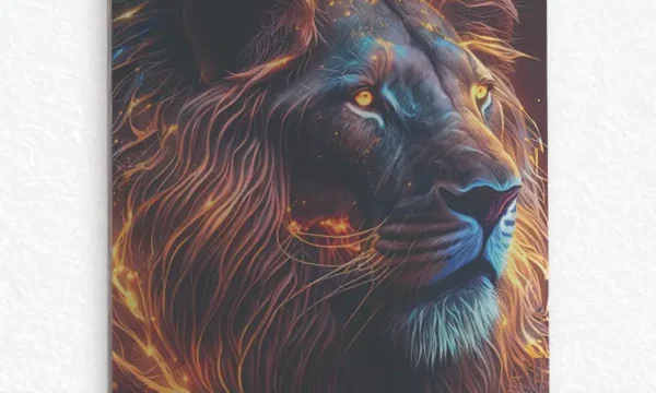 Alevli Aslan Portresi Temperli Cam Tablo