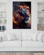 Alevli Aslan Portresi Temperli Cam Tablo - Görsel 2