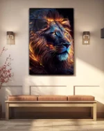 Alevli Aslan Portresi Temperli Cam Tablo - Görsel 3