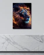 Alevli Aslan Portresi Temperli Cam Tablo - Görsel 4