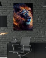 Alevli Aslan Portresi Temperli Cam Tablo - Görsel 6