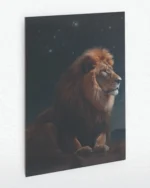 Yıldızlı Gökyüzünde Aslan Temperli Cam Tablo