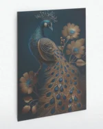 Altın Detaylı Tavus Kuşu Temperli Cam Tablo