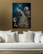 Altın Detaylı Tavus Kuşu Temperli Cam Tablo - Görsel 5