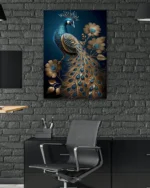 Altın Detaylı Tavus Kuşu Temperli Cam Tablo - Görsel 6