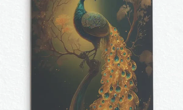 Altın Halkalı Tavus Kuşu Temperli Cam Tablo