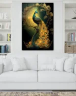 Altın Halkalı Tavus Kuşu Temperli Cam Tablo - Görsel 2