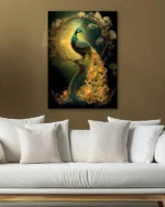 Altın Halkalı Tavus Kuşu Temperli Cam Tablo - Görsel 5