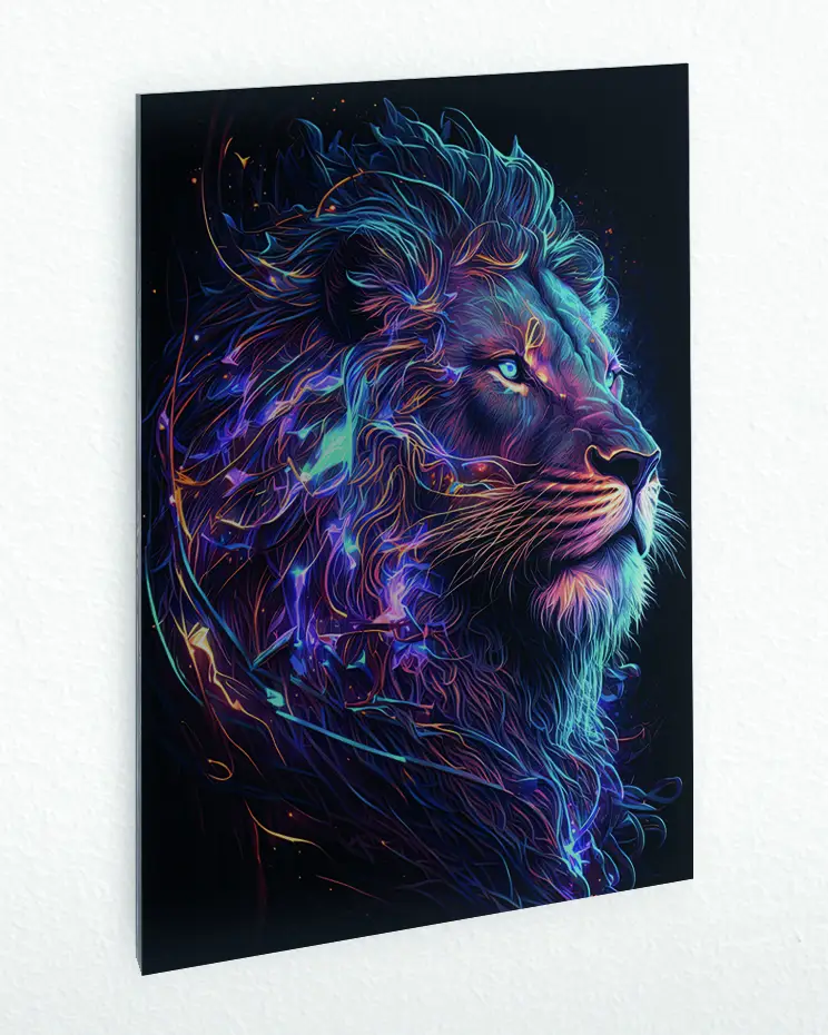 DDOG189_1-1.webp Neon Işıklı Aslan Temperli Cam Tablo - Görsel 1