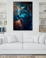 Orman Işığında Kurt Temperli Cam Tablo - Görsel 2