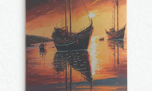 Gün Batımında Yelkenliler Temperli Cam Tablo