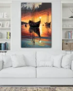 Gün Batımında Yelkenliler Temperli Cam Tablo - Görsel 2