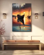 Gün Batımında Yelkenliler Temperli Cam Tablo - Görsel 3