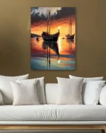 Gün Batımında Yelkenliler Temperli Cam Tablo - Görsel 5