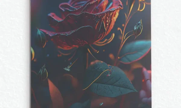 Karanlık Fon Üzerinde Kırmızı Gül Temperli Cam Tablo