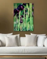 Mor Laleler Bahçesi Temperli Cam Tablo - Görsel 5