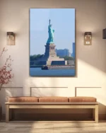 Özgürlük Heykeli Manzarası Temperli Cam Tablo - Görsel 3