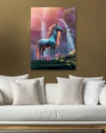 Şelale Önünde At Figürü Temperli Cam Tablo - Görsel 5