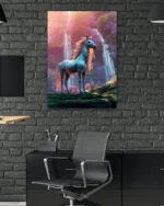 Şelale Önünde At Figürü Temperli Cam Tablo - Görsel 6