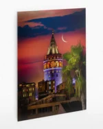 Galata Kulesi ve Hilal Akşam Manzarası Temperli Cam Tablo