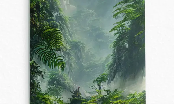 Sisli Tropik Orman Manzarası Temperli Cam Tablo