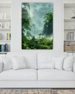 Sisli Tropik Orman Manzarası Temperli Cam Tablo - Görsel 2