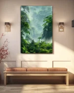 Sisli Tropik Orman Manzarası Temperli Cam Tablo - Görsel 3