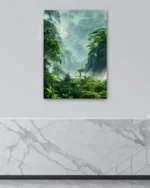 Sisli Tropik Orman Manzarası Temperli Cam Tablo - Görsel 4