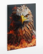 Alevler İçindeki Kartal Portresi Temperli Cam Tablo