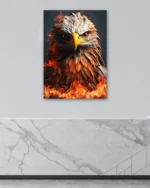 Alevler İçindeki Kartal Portresi Temperli Cam Tablo - Görsel 4