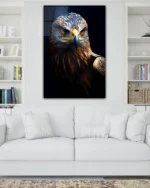 Karanlıkta Kartal Bakışı Temperli Cam Tablo - Görsel 2