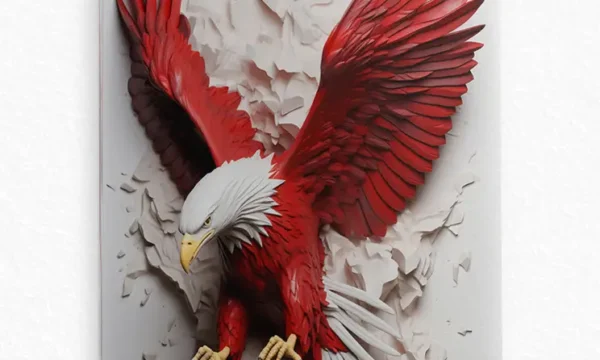 Kırmızı Kartal Uçuşu Temperli Cam Tablo