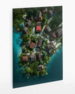 Tropik Ada Evleri Temperli Cam Tablo