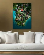 Tropik Ada Evleri Temperli Cam Tablo - Görsel 5